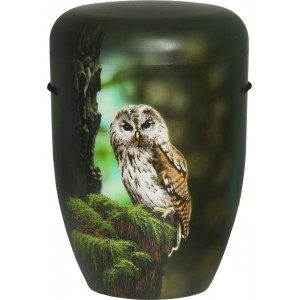 Hand Painted Biodegradable Cremation Ashes Funeral Urn / Casket – Tawny Owl Bird